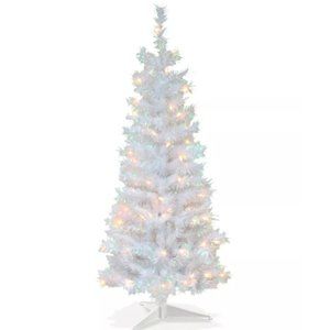 National Tree Co 4' White Tinsel Pre Lit New